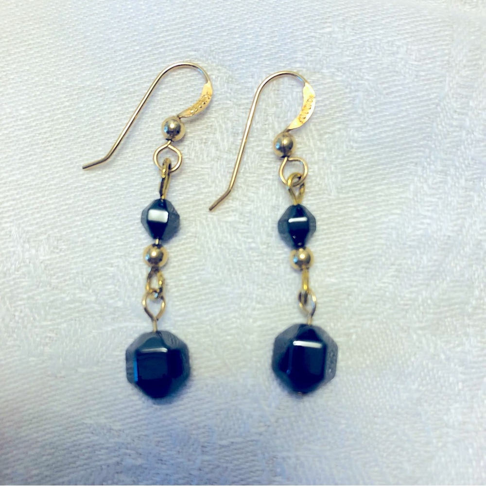 New Hematite Drop Earrings on Gold Filled Ear Wires